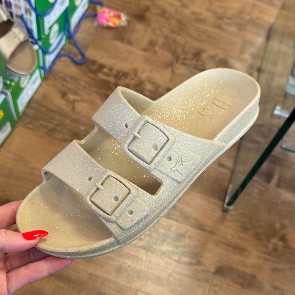 Stylish Beige Slide Sandals